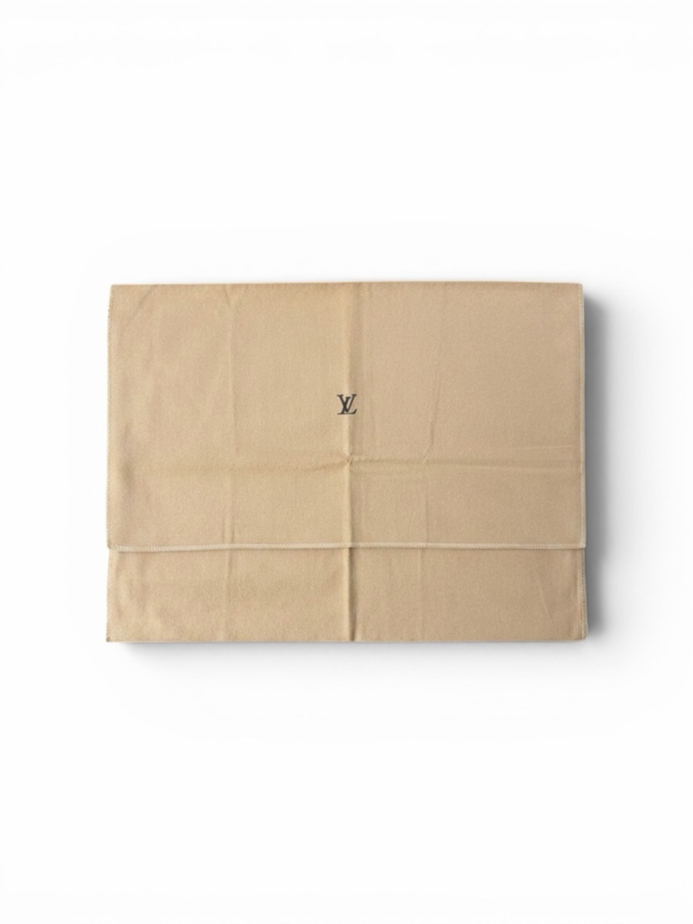 Louis Vuitton Beige Fold-Over Dust Pouch with LV Logo